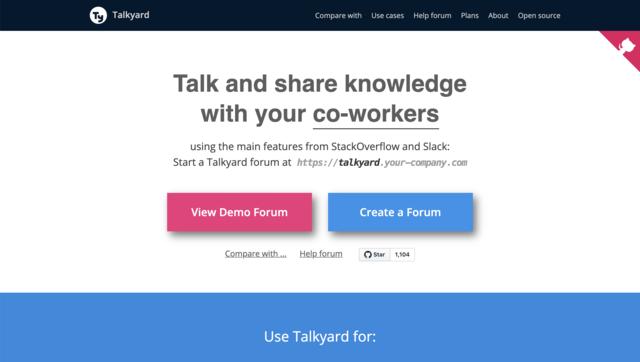 Screen capture of Talkyard web page