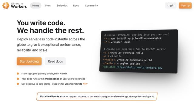 Screen capture of Cloudflare Workers web page