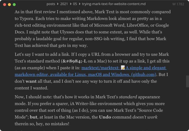 Screen capture of Mark Text in regular editing mode
