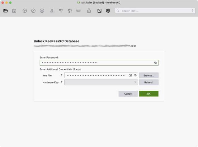 Screen capture from KeePassXC