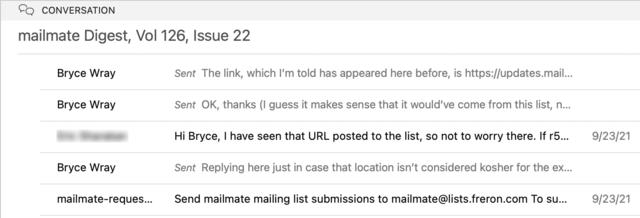 Old Outlook on Mac - a view of “talk balloons” portrayal of email thread